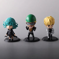 6Pcs One Punch Man Chibi Anime Figures, Saitama Genos Garou Bang Tatsumaki Mumen Rider Metal Knight, OPM Collection Set - CloudAnimeStudio