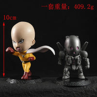 6Pcs One Punch Man Chibi Anime Figures, Saitama Genos Garou Bang Tatsumaki Mumen Rider Metal Knight, OPM Collection Set - CloudAnimeStudio