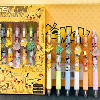 6 PCS Set Pokemon Click Pen, Black Writing Gel Pen Stationery - CloudAnimeStudio