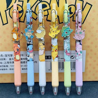 6 PCS Set Pokemon Click Pen, Black Writing Gel Pen Stationery - CloudAnimeStudio
