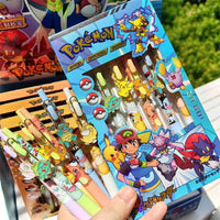 6 PCS Set Pokemon Click Pen, Black Writing Gel Pen Stationery - CloudAnimeStudio
