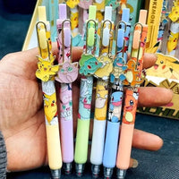 6 PCS Set Pokemon Click Pen, Black Writing Gel Pen Stationery - CloudAnimeStudio