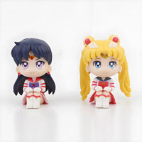 6 PCS Set Pretty Guardian Sailor Moon Anime Figures, Tsukino Usagi Chibiusa Hino Rei Kino Makoto Cute Kawaii Chibi Mini Figurines 7cm - CloudAnimeStudio