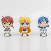 6 PCS Set Pretty Guardian Sailor Moon Anime Figures, Tsukino Usagi Chibiusa Hino Rei Kino Makoto Cute Kawaii Chibi Mini Figurines 7cm - CloudAnimeStudio
