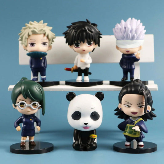 6 Pcs Set Jujutsu Kaisen Gojo Satoru Geto Suguru Zenin Maki Inumaki Toge Panda Yuta Okkotsu Figures, Kawaii Chibi Mini Anime Figurines PVC JJK Model Statue Toys 6-8 cm - CloudAnimeStudio