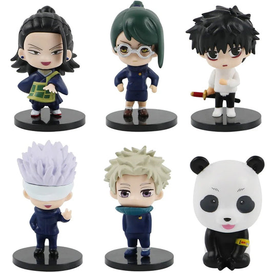 6 Pcs Set Jujutsu Kaisen Gojo Satoru Geto Suguru Zenin Maki Inumaki Toge Panda Yuta Okkotsu Figures, Kawaii Chibi Mini Anime Figurines PVC JJK Model Statue Toys 6-8 cm - CloudAnimeStudio