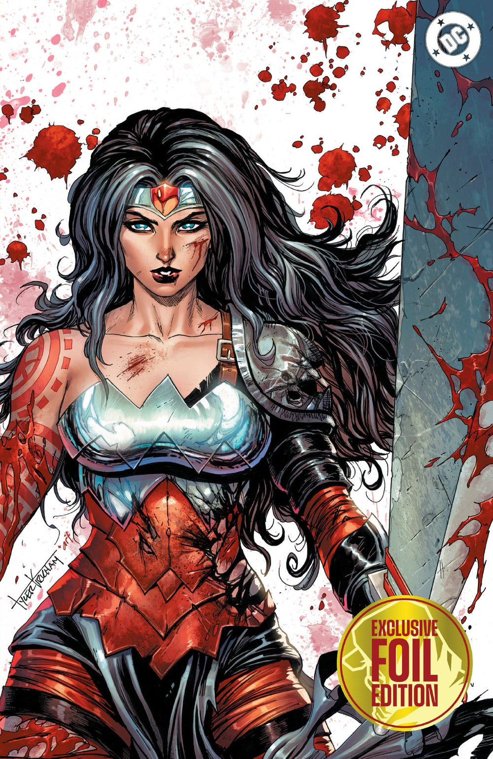 [FOIL] ABSOLUTE WONDER WOMAN #23 TYLER KIRKHAM BATTLE DAMAGED EXCLUSIVE VIRGIN VAR (08/26/2026)