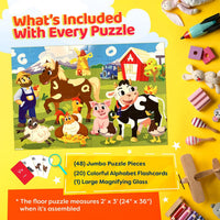 Alphabets Spy 48 Piece Floor Jigsaw Puzzle with Flashcards & Magnifying Glass