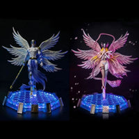 Angewomon and Angemon LED Action Figurines, Standing Position Anime Digimon Adventure Figures PVC Statue 28cm - CloudAnimeStudio