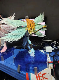 Angewomon and Angemon LED Action Figurines, Standing Position Anime Digimon Adventure Figures PVC Statue 28cm - CloudAnimeStudio