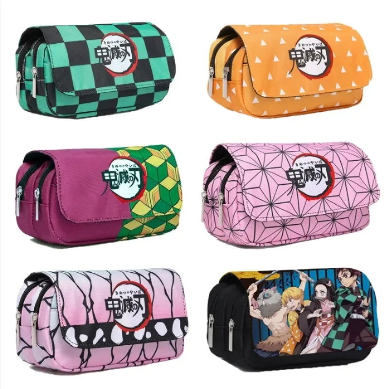 Anime Demon Slayer Pencil Case: Student Bilayer Storage Bag, Cartoon Pen Box, Cosplay Props Accessories - CloudAnimeStudio