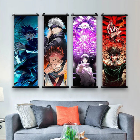 Anime Jujutsu Kaisen, Room Home Decoration Mural Hanging Scroll Print Canvas Poster Decor - CloudAnimeStudio