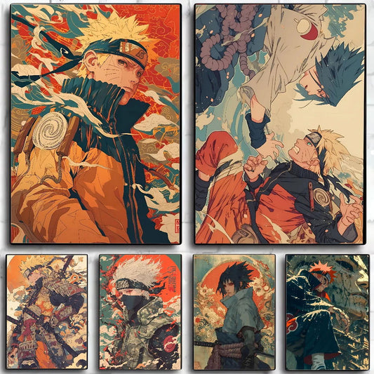 Anime Naruto Shippuden Posters, Naruto Sasuke Sakura Kakashi Pain Paper Print Home Living Room Bedroom Entrance Bar Cafe Art Painting Decoration Wall Art - CloudAnimeStudio