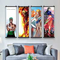 Anime ONE PIECE Poster Scrolls Wall Art, Sanji Roronoa Zoro Luffy Nami Canvas Prints Kids Room Decoration Hanging Scrolls - CloudAnimeStudio
