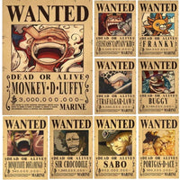 Anime One Piece Gear 5 Luffy Wanted Posters, Kids Bedroom Retro Poster Zoro Living Home Decoration Wall Art Paper Stickers - CloudAnimeStudio