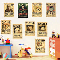 Anime One Piece Gear 5 Luffy Wanted Posters, Kids Bedroom Retro Poster Zoro Living Home Decoration Wall Art Paper Stickers - CloudAnimeStudio