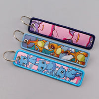 Anime Pokemon Key Chain Embroidery Key Fobs Cartoon Keychains for Car Key Ring Accessories - CLOUDANIMESTUDIO
