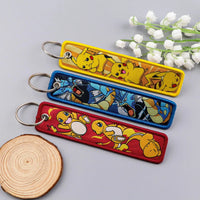 Anime Pokemon Key Chain Embroidery Key Fobs Cartoon Keychains for Car Key Ring Accessories - CLOUDANIMESTUDIO
