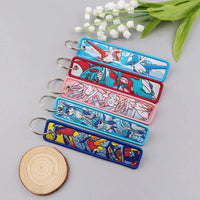 Anime Pokemon Key Chain Embroidery Key Fobs Cartoon Keychains for Car Key Ring Accessories - CLOUDANIMESTUDIO