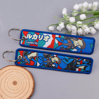 Anime Pokemon Key Chain Embroidery Key Fobs Cartoon Keychains for Car Key Ring Accessories - CLOUDANIMESTUDIO