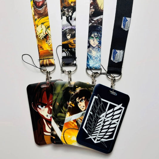 Attack On Titan Card Holder Lanyards Keys Neck Strap Card Badge Keychains For Anime Otaku Fans Gifts - CLOUDANIMESTUDIO