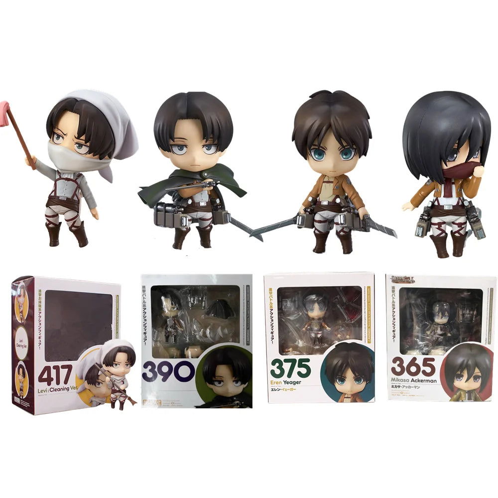 Attack on Titan Anime Figures, Shingeki no Kyojin Levi Ackerman, Eren Jaeger, Mikasa·Ackerman, Cute Kawaii Chibi Anime Figurines 10 cm - CloudAnimeStudio