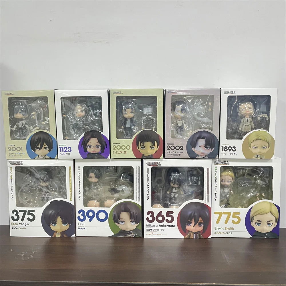 Attack on Titans Chibi Cute Kawaii Anime Figures, Mikasa, Eren, Levi Ackerman, Erwin Smith, Hange Zoe, Reiner Braun Action Figurines PVC Toys Model 10 cm - CloudAnimeStudio