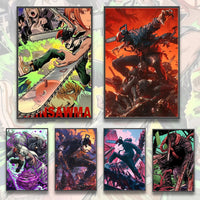 Chainsaw Man Self-adhesive Poster Wallpaper, Anime Wall Art Home Decoration Painting For Bedroom Computer Decor (Frames Not Included) - CloudAnimeStudio