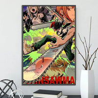 Chainsaw Man Self-adhesive Poster Wallpaper, Anime Wall Art Home Decoration Painting For Bedroom Computer Decor (Frames Not Included) - CloudAnimeStudio