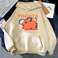 Chainsawman Women Hoodies, New Anime Hoodies Funny Pochita Graphic Print, Sweatshirt Long Sleeve Loose Tops - CloudAnimeStudio