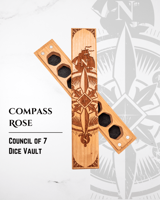 Compass Rose | Engraved Council of 7 Dice Vault CLOUDANIMESTUDIO