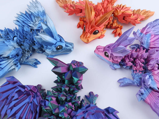3D Printed Crystal Wing Tadling Dragon Fidget Toy – Articulated Fantasy Desk Toy Gift CLOUDANIMESTUDIO