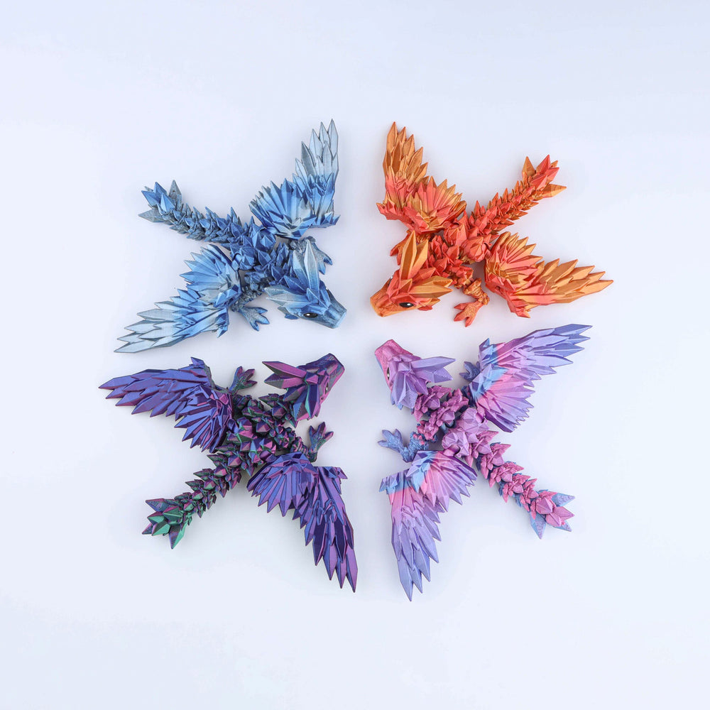 3D Printed Crystal Wing Tadling Dragon Fidget Toy – Articulated Fantasy Desk Toy Gift