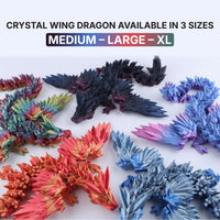 3D Printed Crystal Wing Dragon Fidget Toy – Articulated Fantasy Desk Toy Gift CLOUDANIMESTUDIO