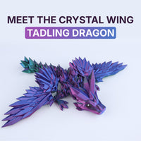 3D Printed Crystal Wing Tadling Dragon Fidget Toy – Articulated Fantasy Desk Toy Gift
