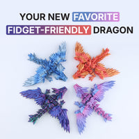 3D Printed Crystal Wing Tadling Dragon Fidget Toy – Articulated Fantasy Desk Toy Gift