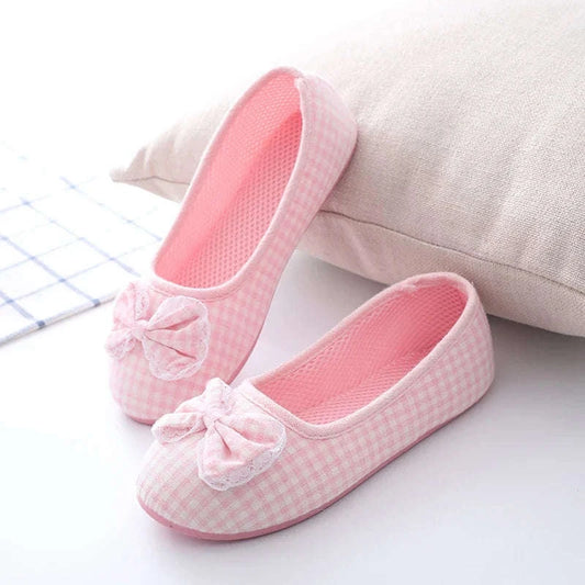 Cute Gingham Cotton Slippers CLOUDANIMESTUDIO