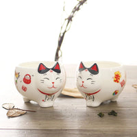 Cute Japanese Lucky Cat Porcelain Tea Set, Creative Maneki Neko Ceramic Tea Cup Pot with Strainer - CloudAnimeStudio