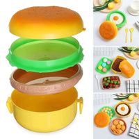 Cute Kawaii Double-Tier Burger Bento Box for Kids, Microwave Safe Fun and Functional Lunchware - CloudAnimeStudio