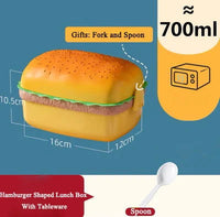 Cute Kawaii Double-Tier Burger Bento Box for Kids, Microwave Safe Fun and Functional Lunchware - CloudAnimeStudio