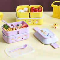 Cute Portable Lunch Box, Double-Layer Microwave-Safe Bento Box for Kids - CloudAnimeStudio