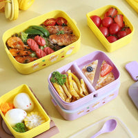 Cute Portable Lunch Box, Double-Layer Microwave-Safe Bento Box for Kids - CloudAnimeStudio