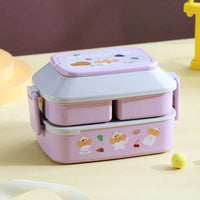 Cute Portable Lunch Box, Double-Layer Microwave-Safe Bento Box for Kids - CloudAnimeStudio