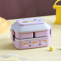 Cute Portable Lunch Box, Double-Layer Microwave-Safe Bento Box for Kids - CloudAnimeStudio