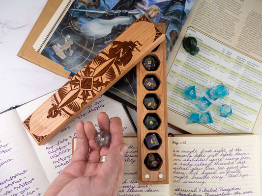 Compass Rose | Engraved Council of 7 Dice Vault CLOUDANIMESTUDIO