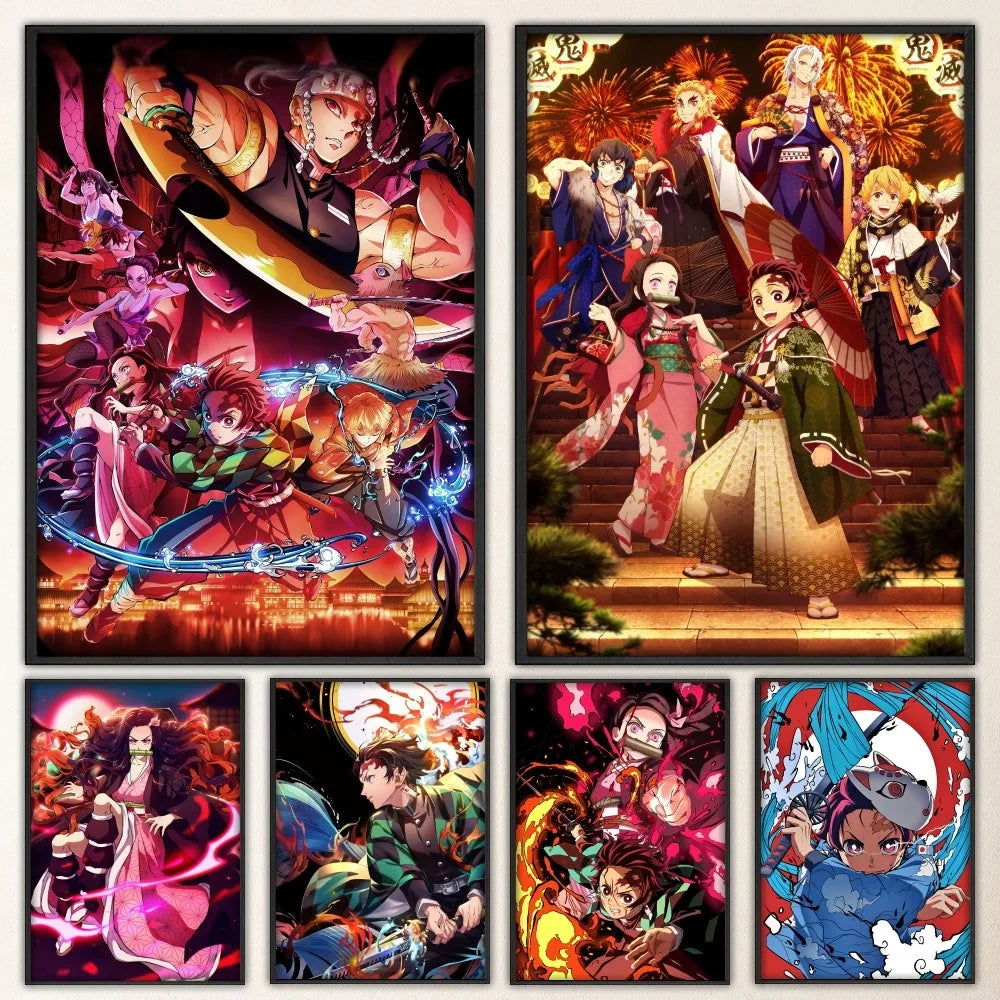Demon Slayer Classic Anime Wall Art Poster Prints, Painting Bedroom Living Room Wall Bar Restaurant Decor - CloudAnimeStudio