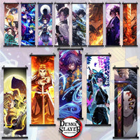 Demon Slayer Scroll Wall Art, Hashira Nezuko Agatsuma Zenitsu Inosuke Scroll Canvas Wall Hanging Painting Home Decor Anime Poster for Bedrooms - CloudAnimeStudio