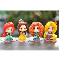 Disney 9 Pcs Set Figurines, Kawaii Rapunzel Snow White Jasmine Mulan Ariel 2 in - CloudAnimeStudio