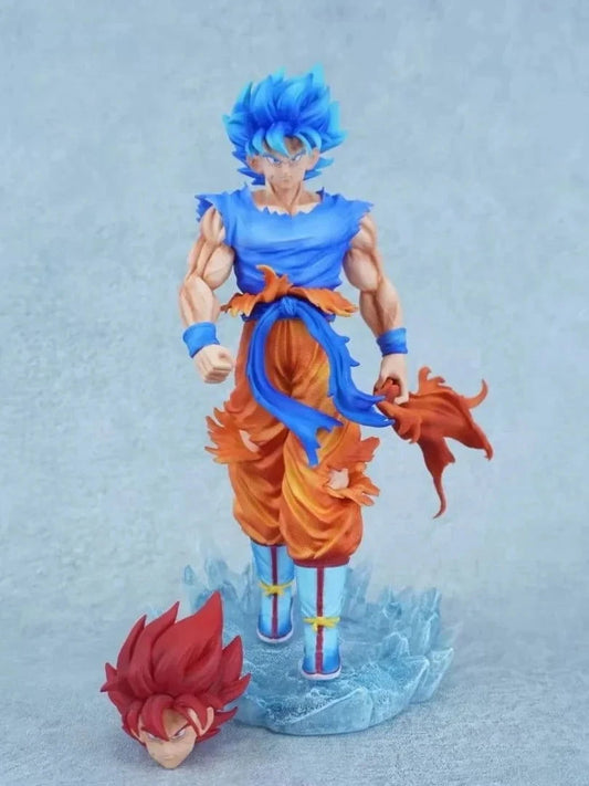 Dragon Ball Super Son Goku Figure Super Saiyan God Blue Led Base Figurines 33 CM - CLOUDANIMESTUDIO