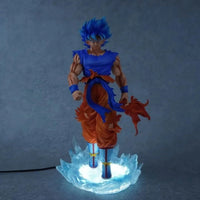 Dragon Ball Super Son Goku Figure Super Saiyan God Blue Led Base Figurines 33 CM - CLOUDANIMESTUDIO